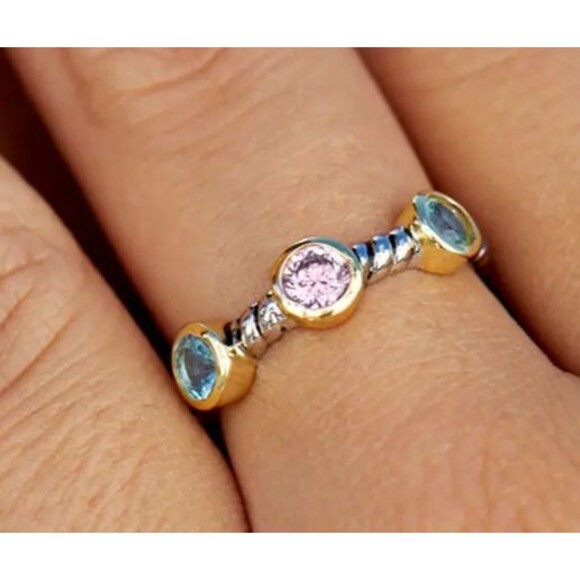 Savvy Cie Jewels Sterling Silver Multicolor CZ Ring Sz. 8 - Picture 2 of 7